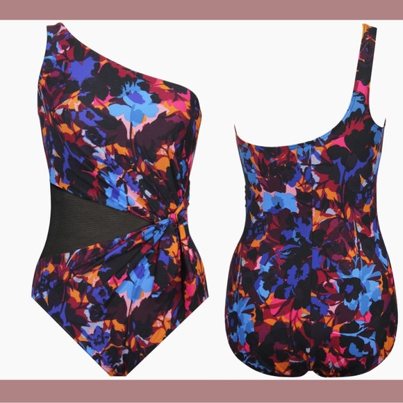 NWT $178 Miraclesuit [ 8 ]‎ Solstice Gem One Piece Swimsuit Black - Picture 2 of 13